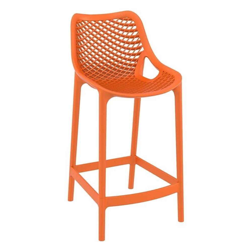 Modern Orange Polypropylene Stackable Counter Stool