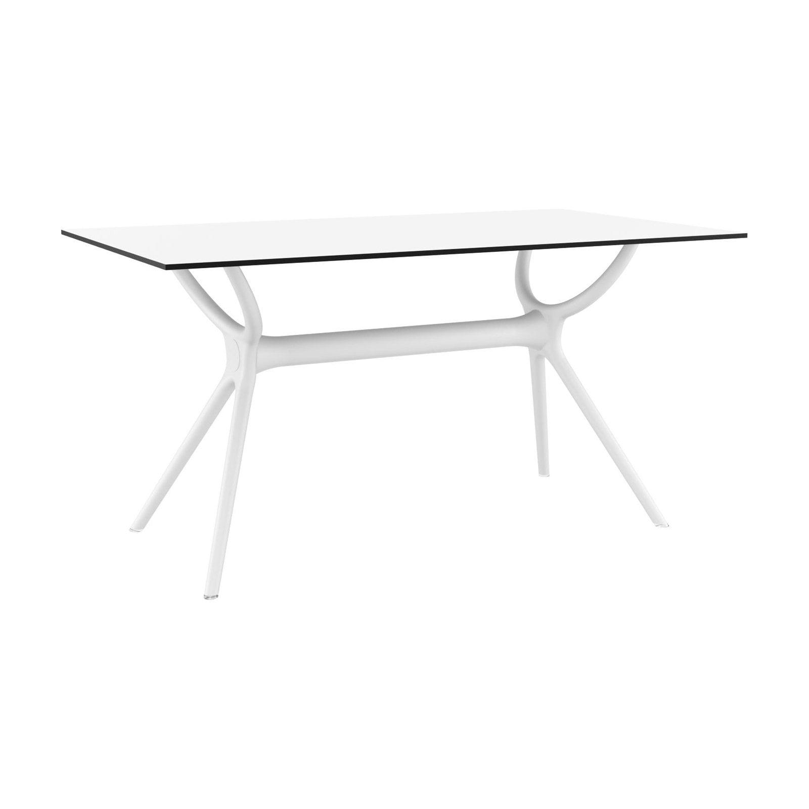 Sleek White 71" Rectangular Patio Dining Table with Air-Molded Legs
