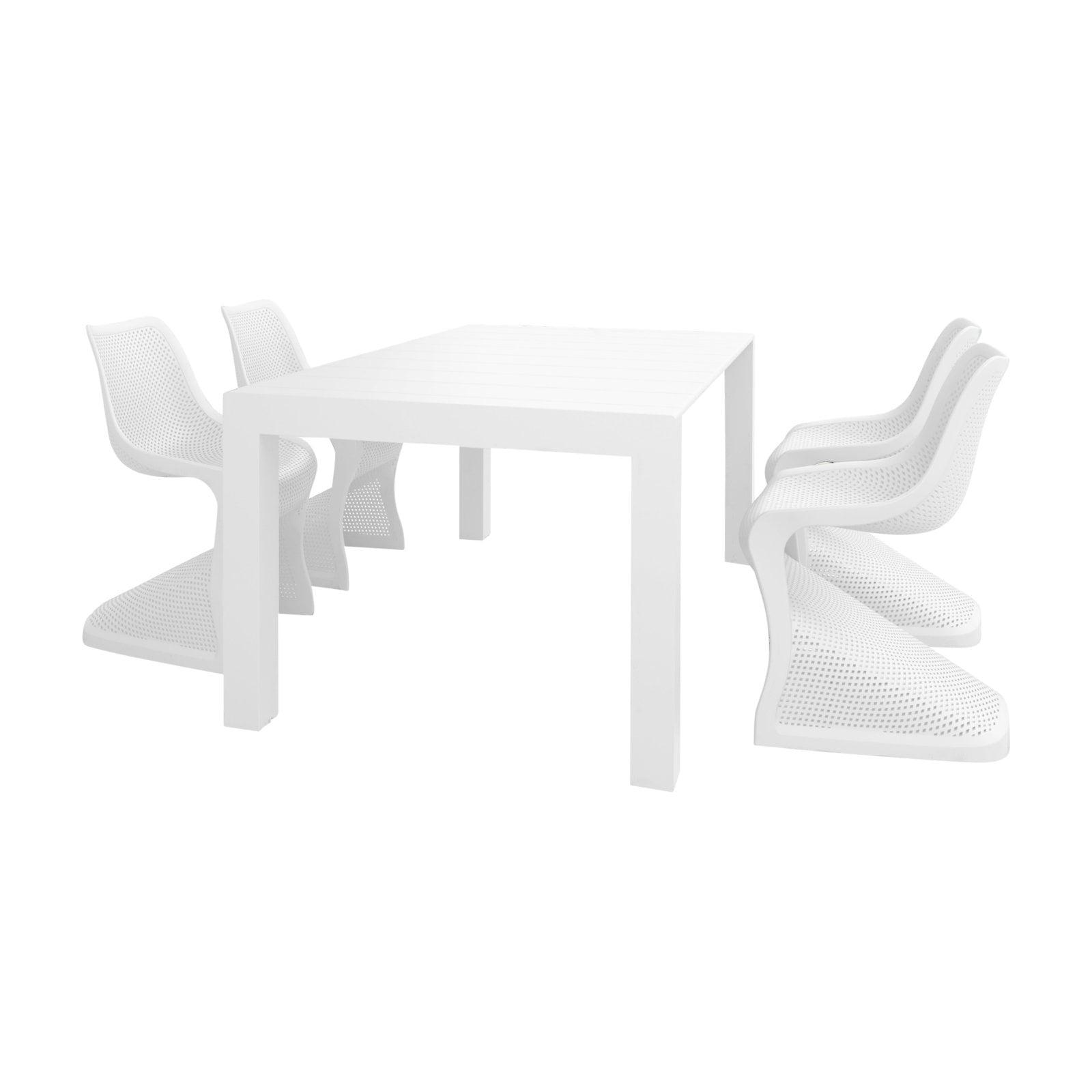 Tropical Resort 4-Person White Polypropylene Outdoor Dining Set