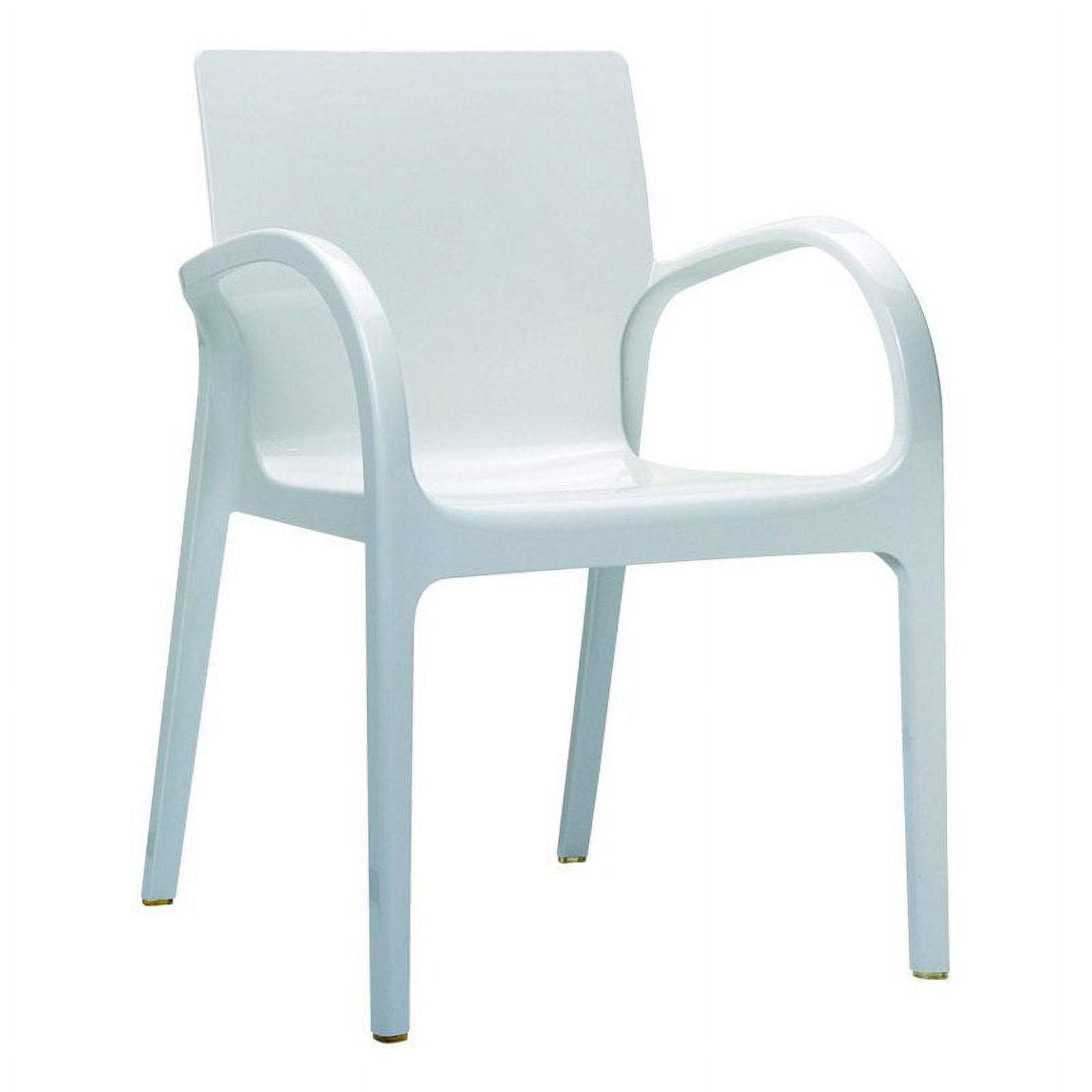 Glossy White Polycarbonate Modern Stackable Outdoor Chair Set of 4