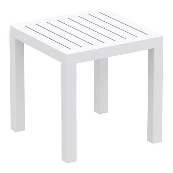 Compamia Ocean Square Resin Patio Side Table in White