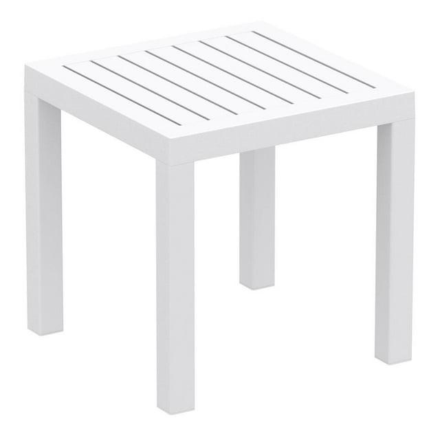 Compamia Ocean Square Resin Patio Side Table in White
