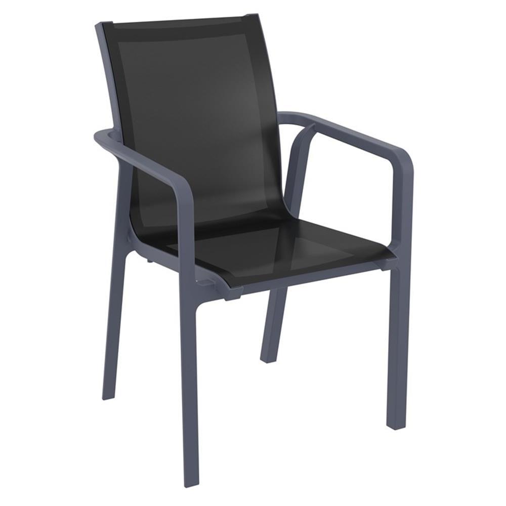 Pacific Dark Gray and Black Sling Arm Chair