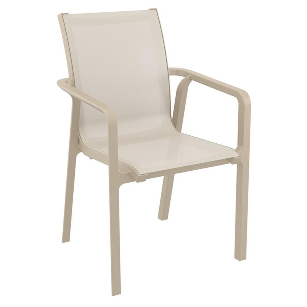 Taupe Marine Grade Resin Outdoor Sling Arm Chair