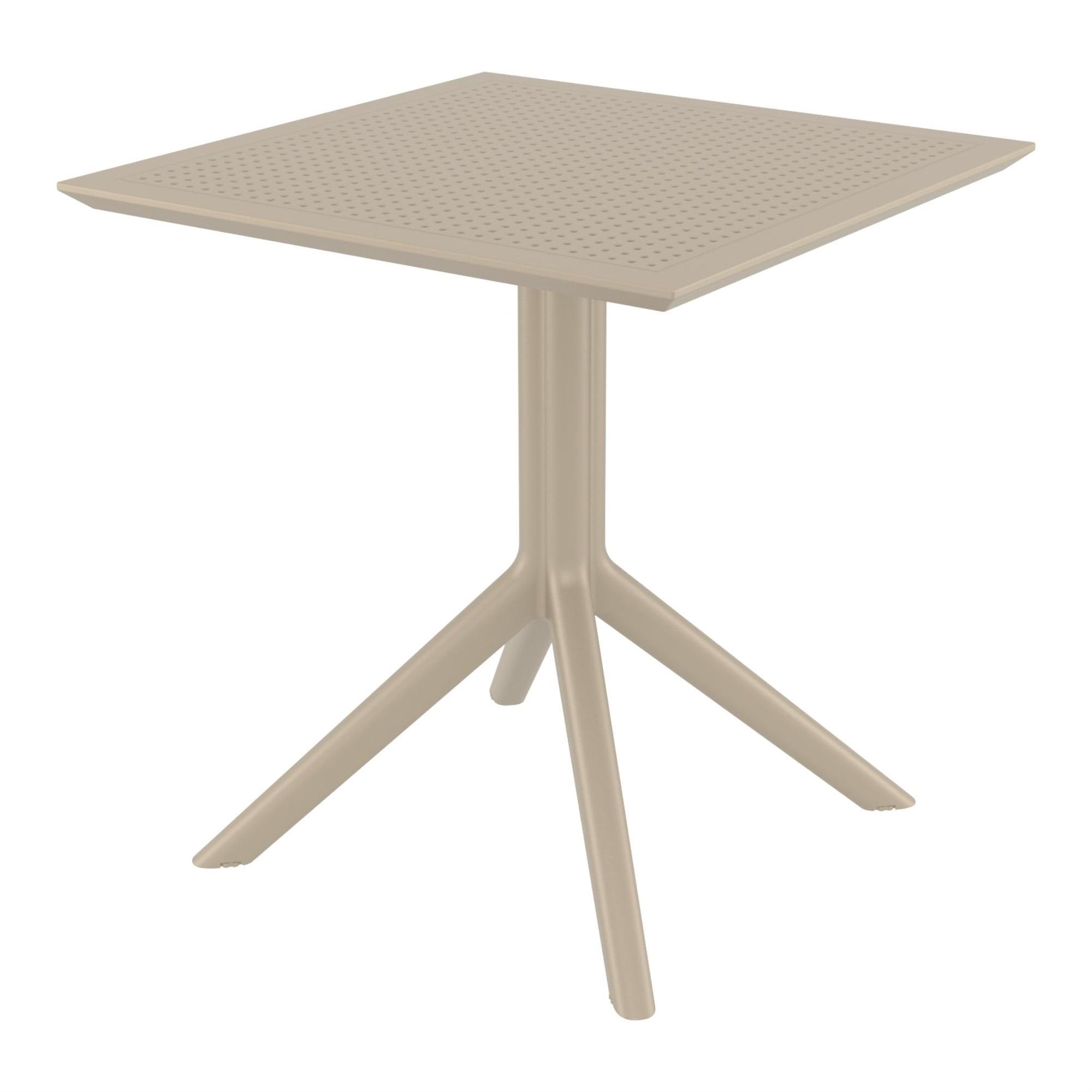 Modern Taupe Square Polypropylene Dining Table 27.5"