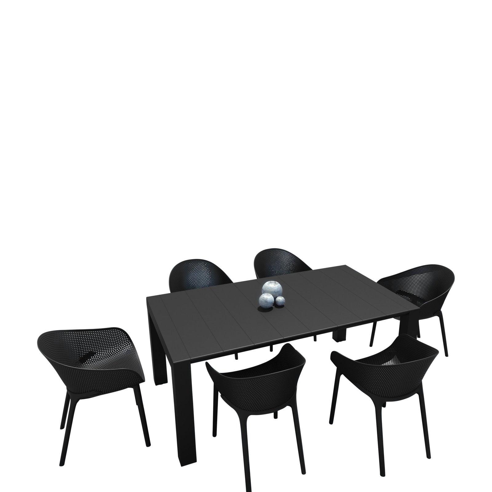 Skyline Chic 7-Piece Black Extendable Outdoor Dining Set