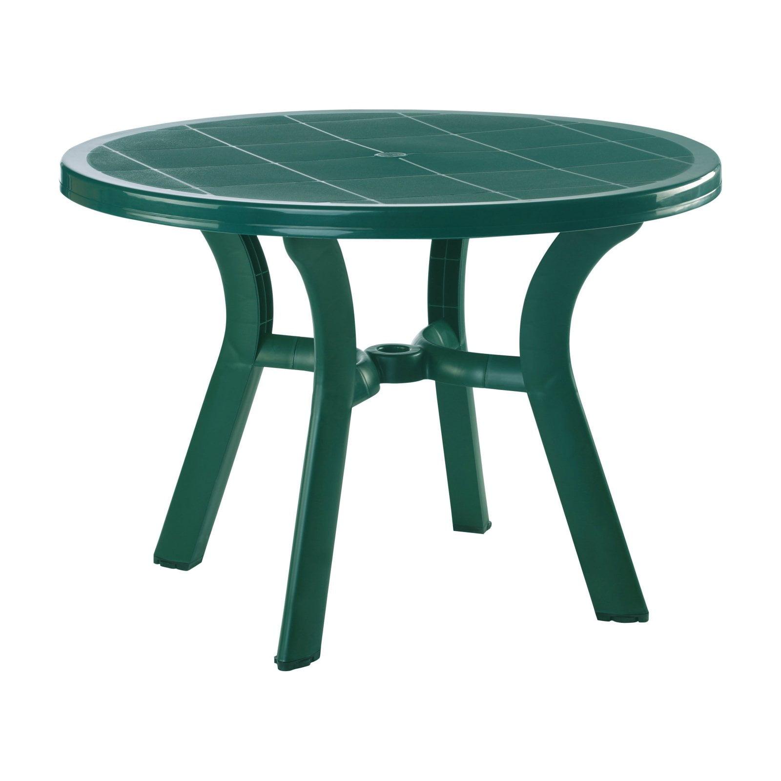 Green Round Resin Patio Dining Table with Umbrella Hole