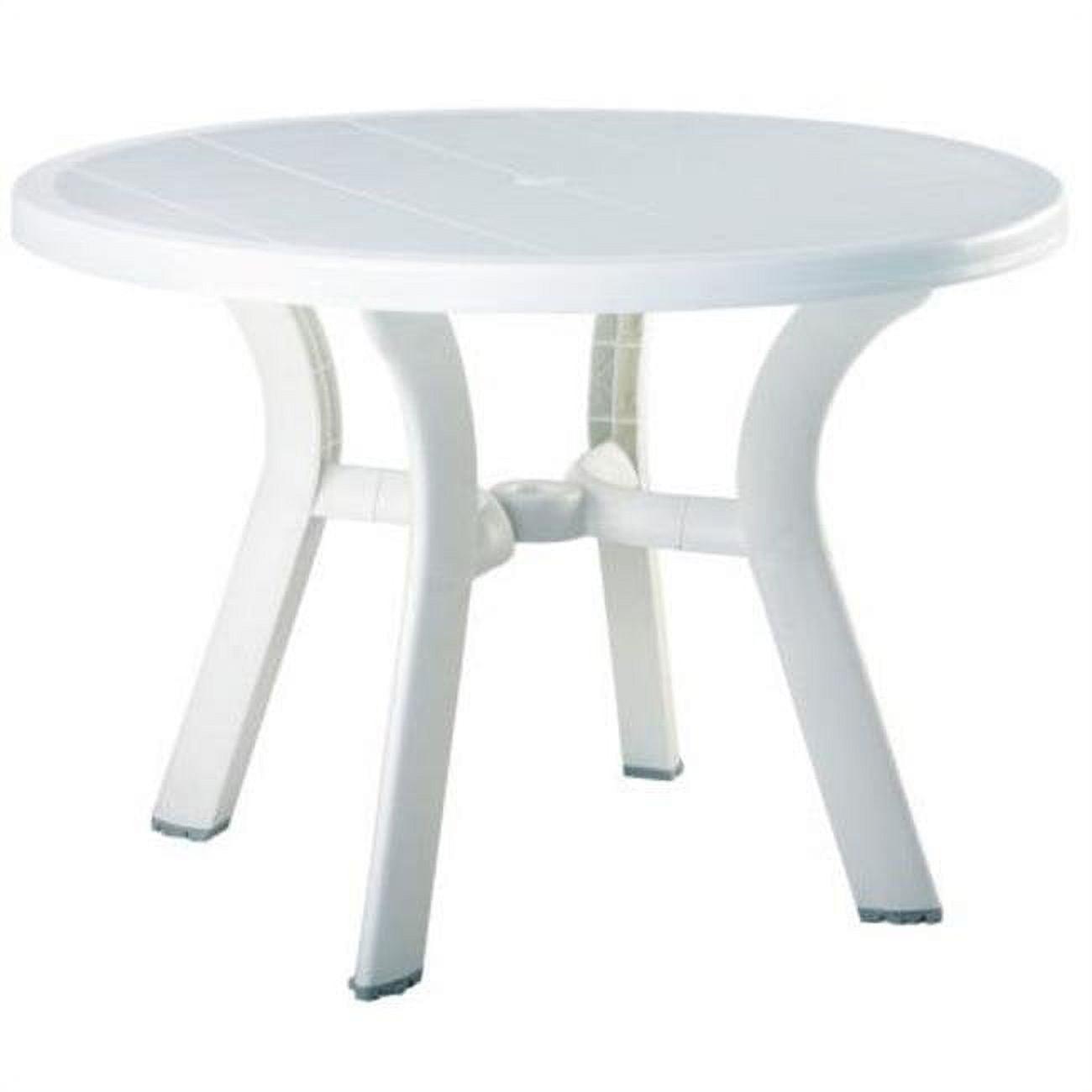 White Adjustable Resin Round Patio Dining Table, 42"