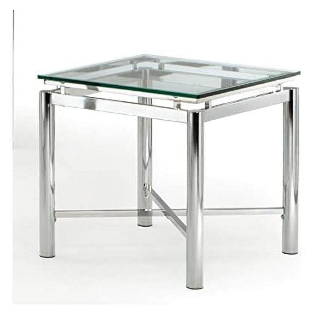 Nova Square Chrome X-Base End Table with Tempered Glass Top