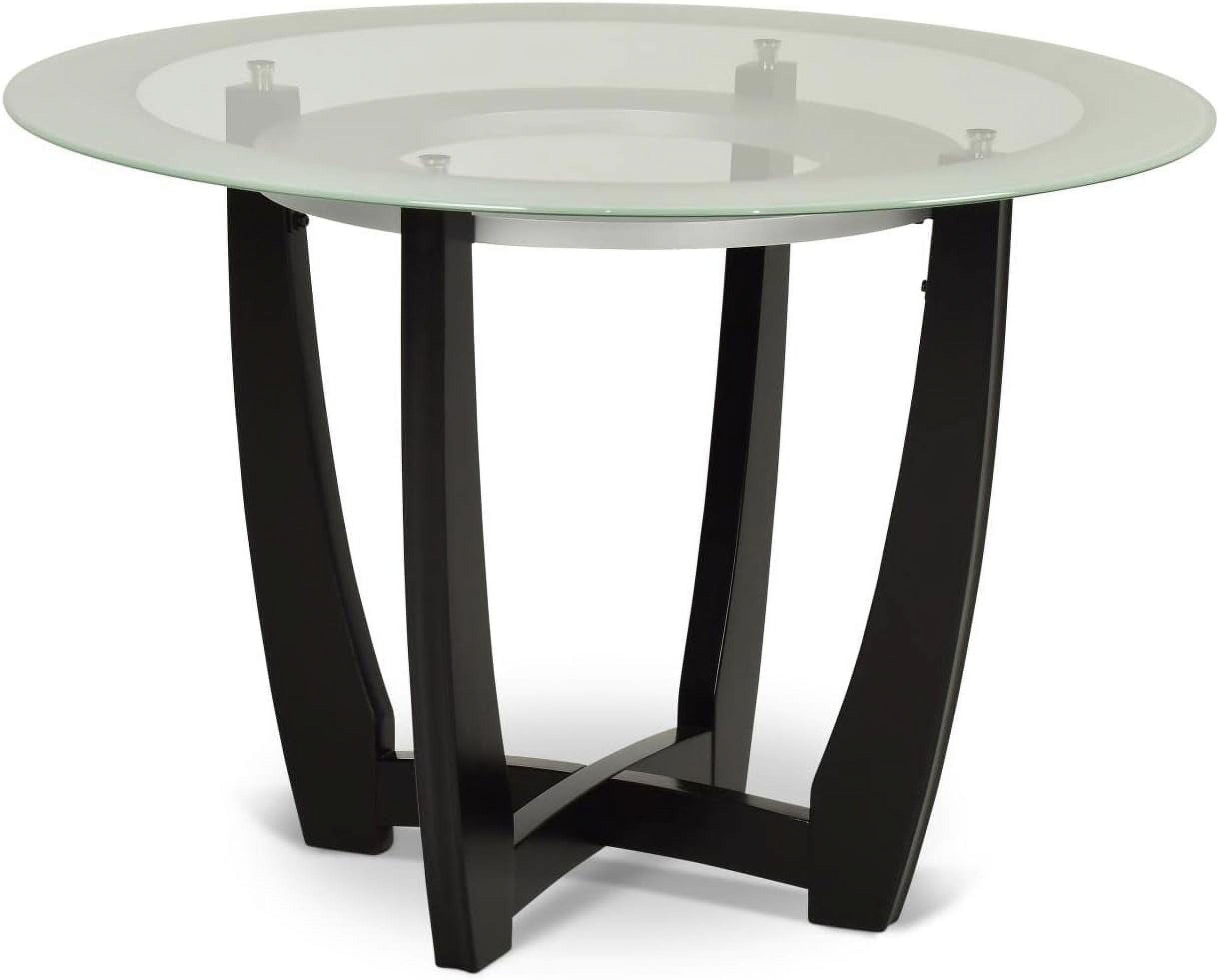 48" Round Glass and Espresso Wood Dining Table