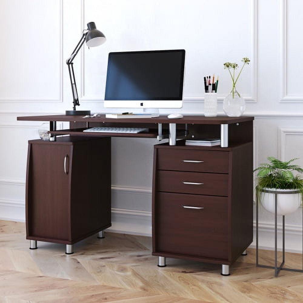 Chocolate MDF Writing Table with Storage and Drawers