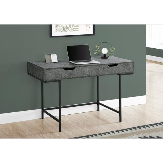 Monarch Specialties Computer Desk Home Office Laptop Storage Drawers 48InchL Work Metal Laminate Grey Black Contemporary Modern