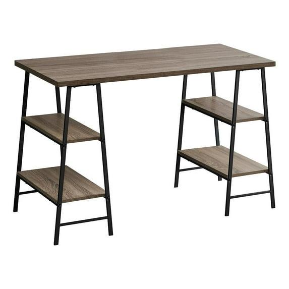 Monarch Specialties Computer Desk Home Office Laptop Storage Shelves 48InchL Work Metal Laminate Brown Black Contemporary Modern