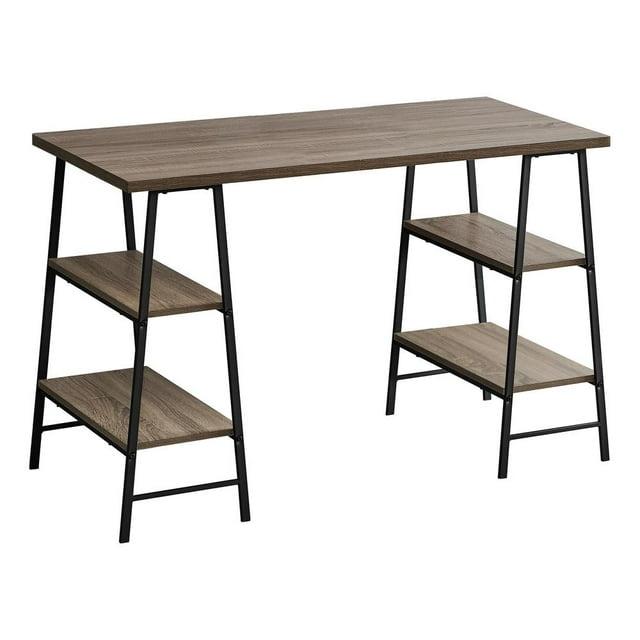 Monarch Specialties Computer Desk Home Office Laptop Storage Shelves 48InchL Work Metal Laminate Brown Black Contemporary Modern