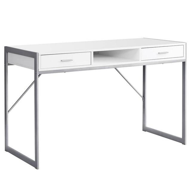 Ergode COMPUTER DESK - 48"L / WHITE / SILVER METAL
