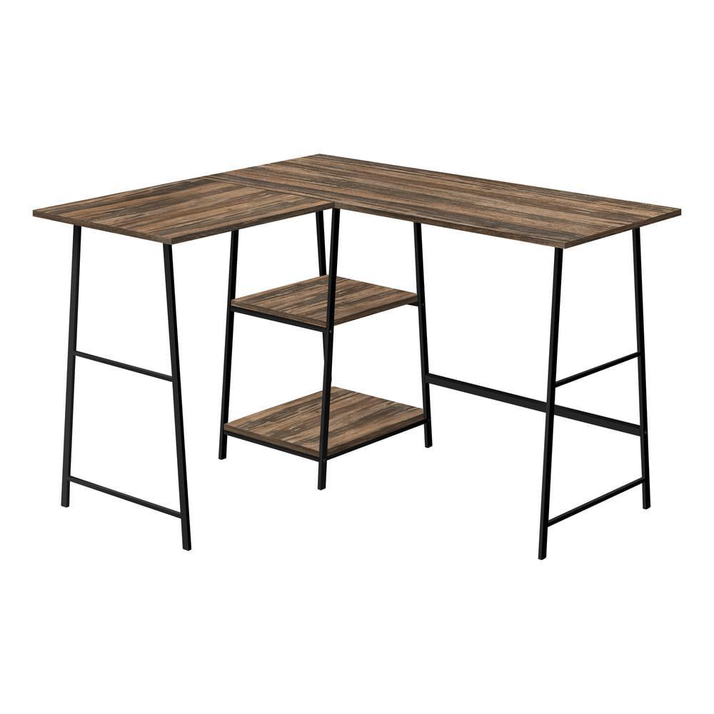 Monarch Specialties Computer Desk Home Office Corner Storage Shelves 48InchL L Shape Work Laptop Metal Laminate Brown Black Contemporary Modern
