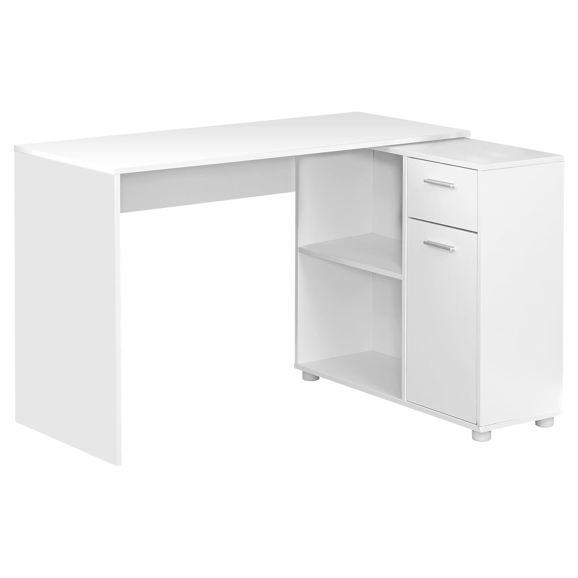 White Corner Wood Computer Desk with Drawer and Filing Cabinet