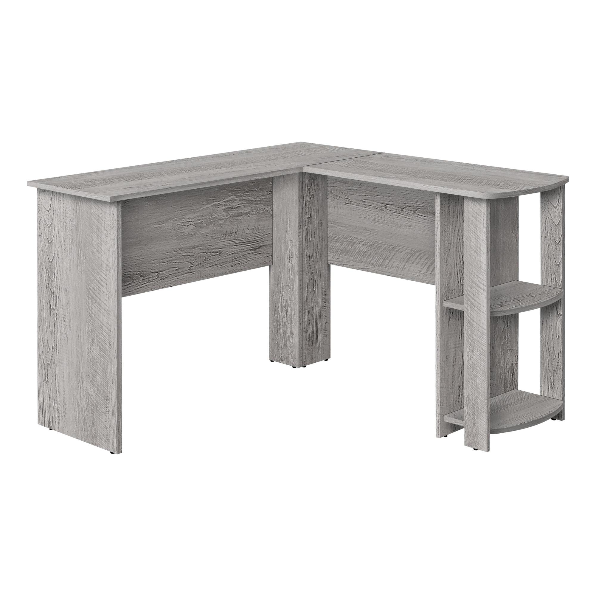 Gray Wood L-Shaped Corner Home Office Desk