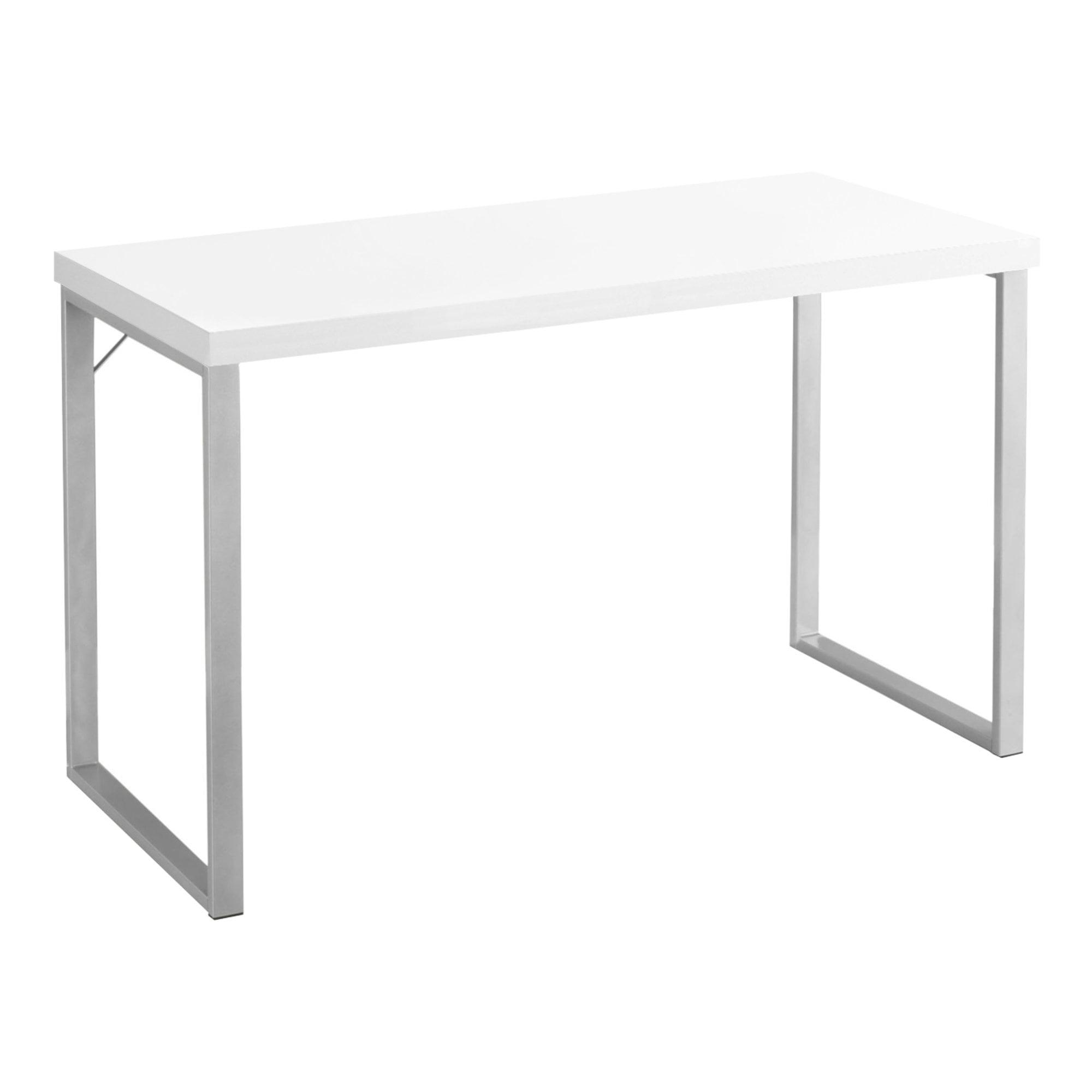 Sleek White 47" Contemporary Home Office Desk with Metal Frame