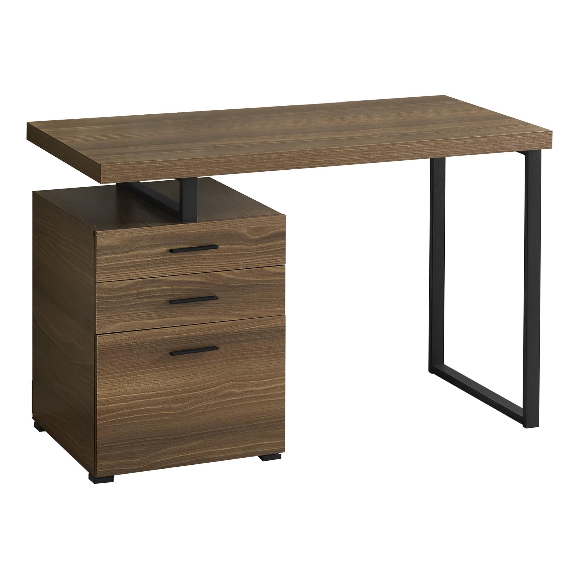 Walnut and Black 47" Home Office Desk with Drawers