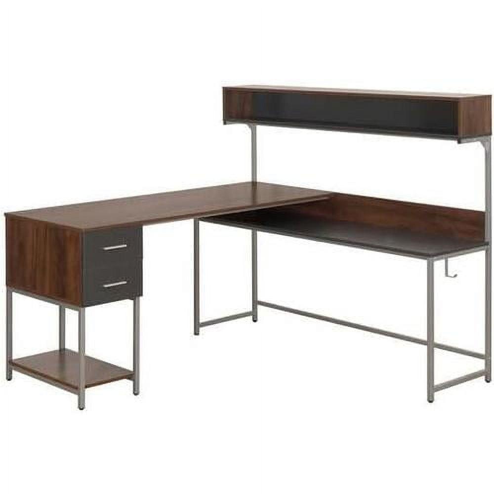 L Shape Desk with Hutch and Storage - Techni Mobili