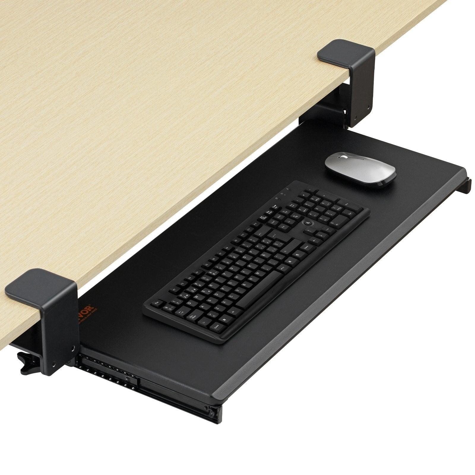 Large Black MDF and Steel Under Desk Keyboard Tray