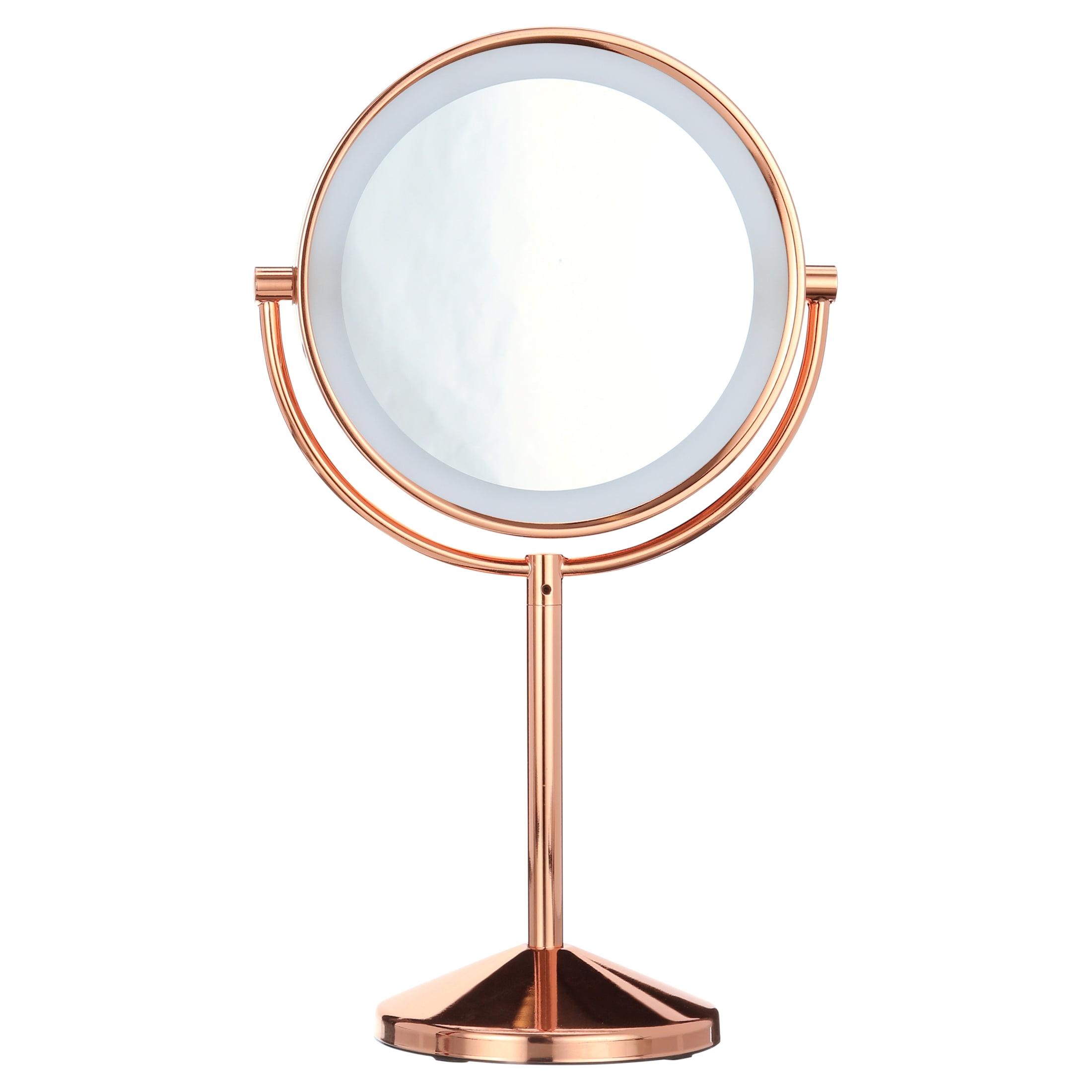 Rose Gold LED Lighted Double-Sided Magnifying Makeup Mirror