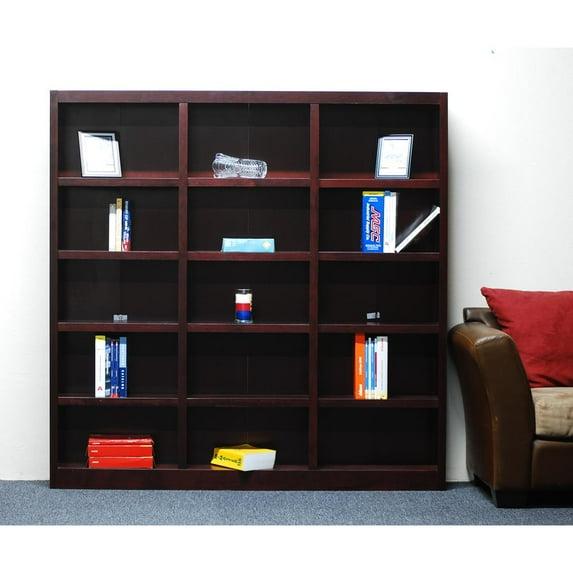 Winston Porter Flannagan Triple Wide Wood Bookcase, 15 Bookshelf, 72 inch Tall Storage and Display Bookshelf for Home Office and Living Room