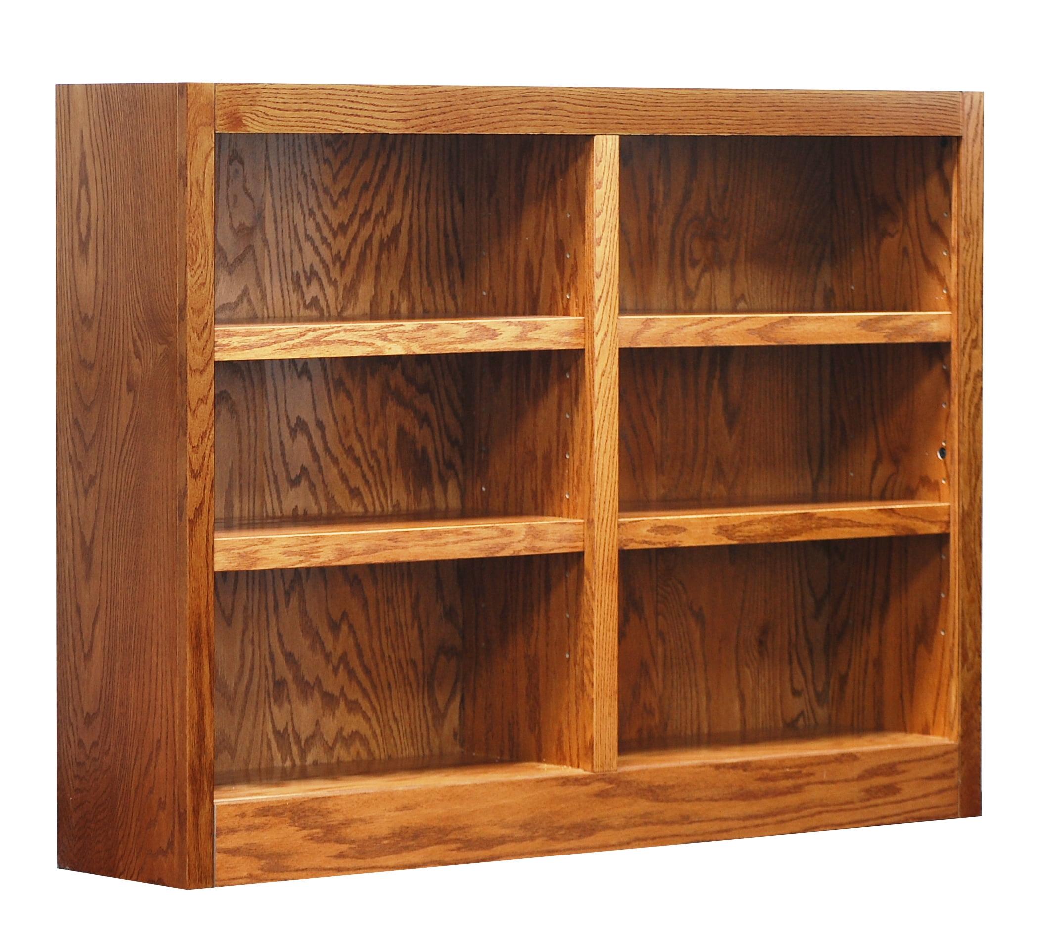 Eco-Friendly Dry Oak Wood Bookcase with Adjustable Shelves