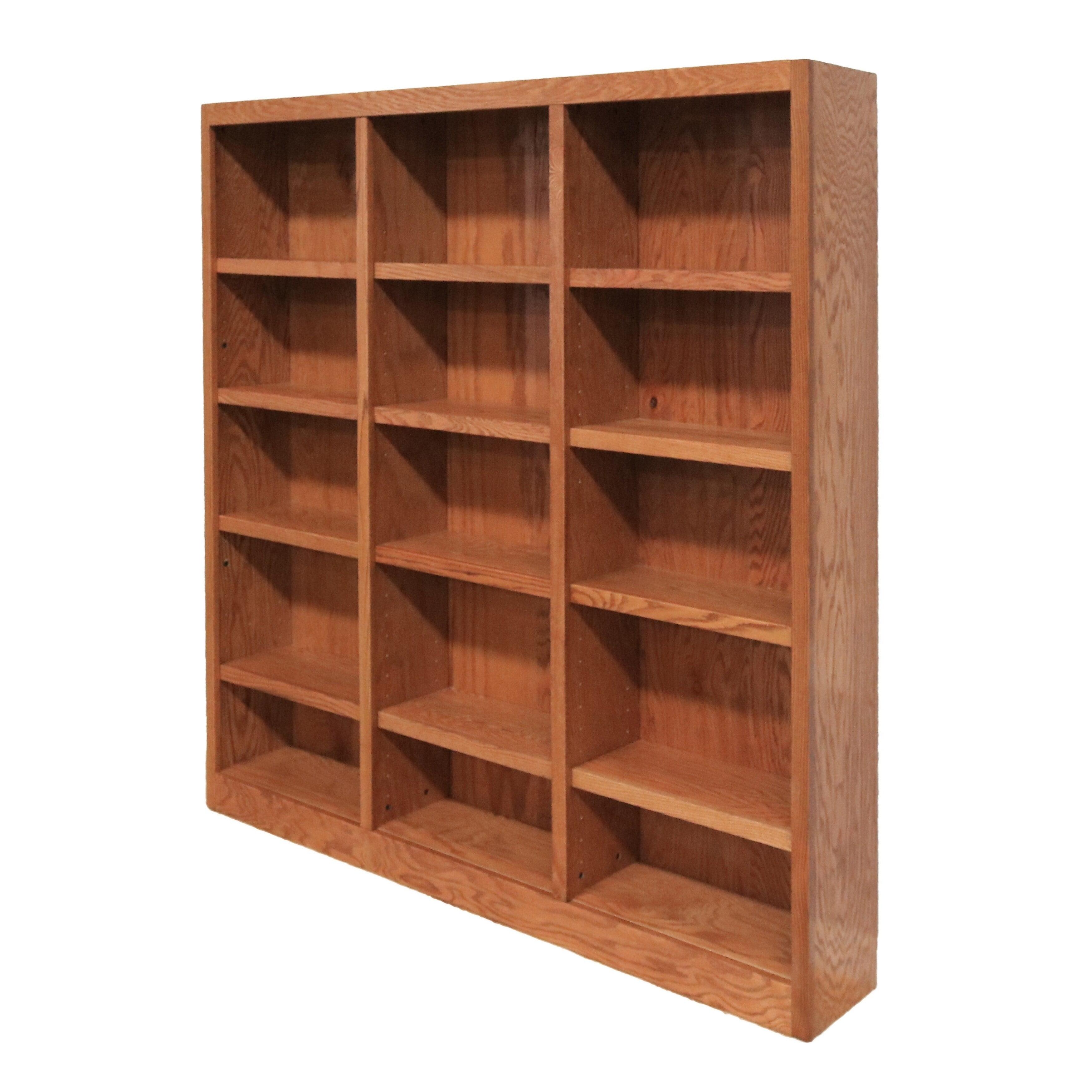 Classic Farmhouse 72" Adjustable Dry Oak Wood Bookcase