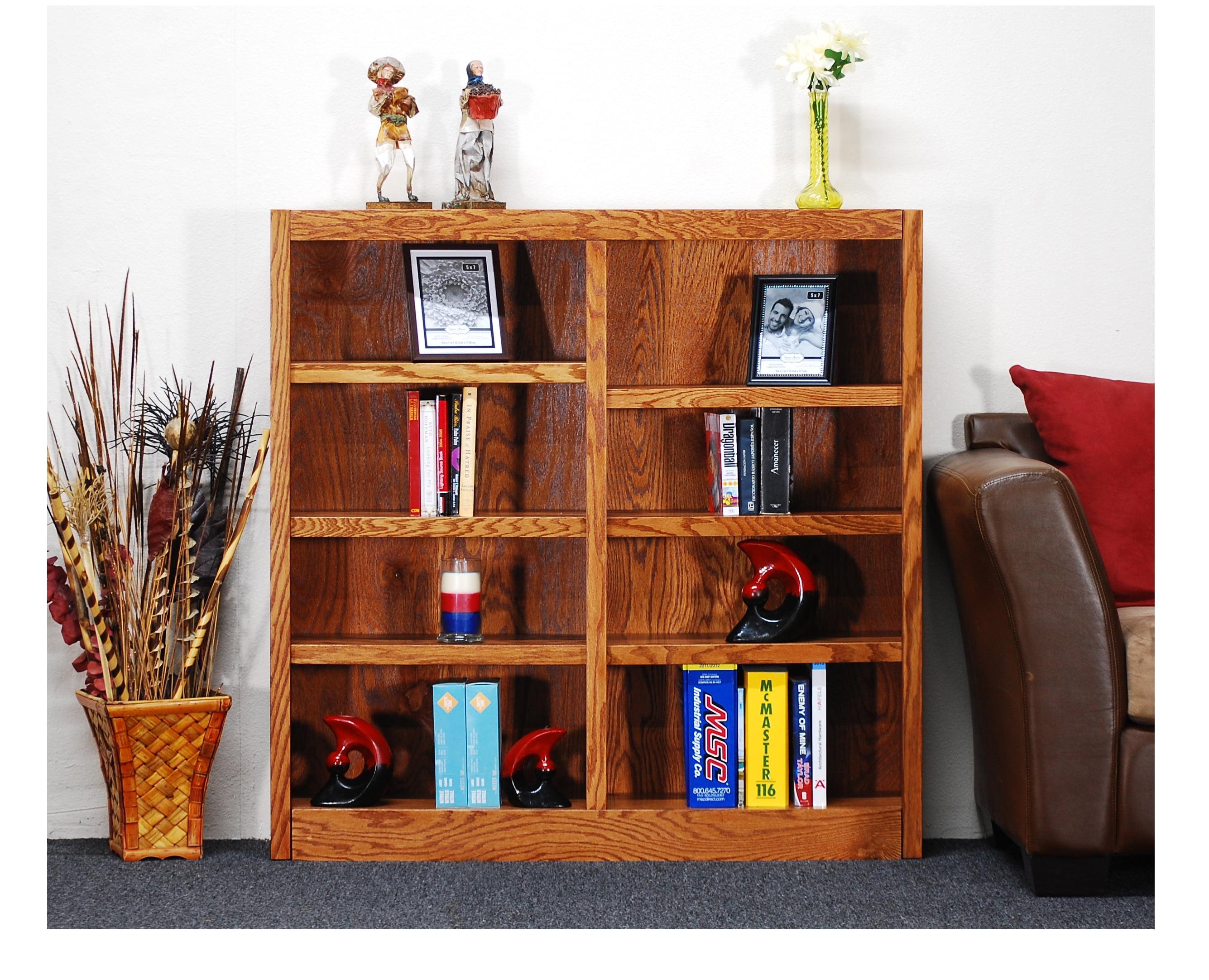 Dry Oak 48" Double Wide Adjustable Wood Bookcase