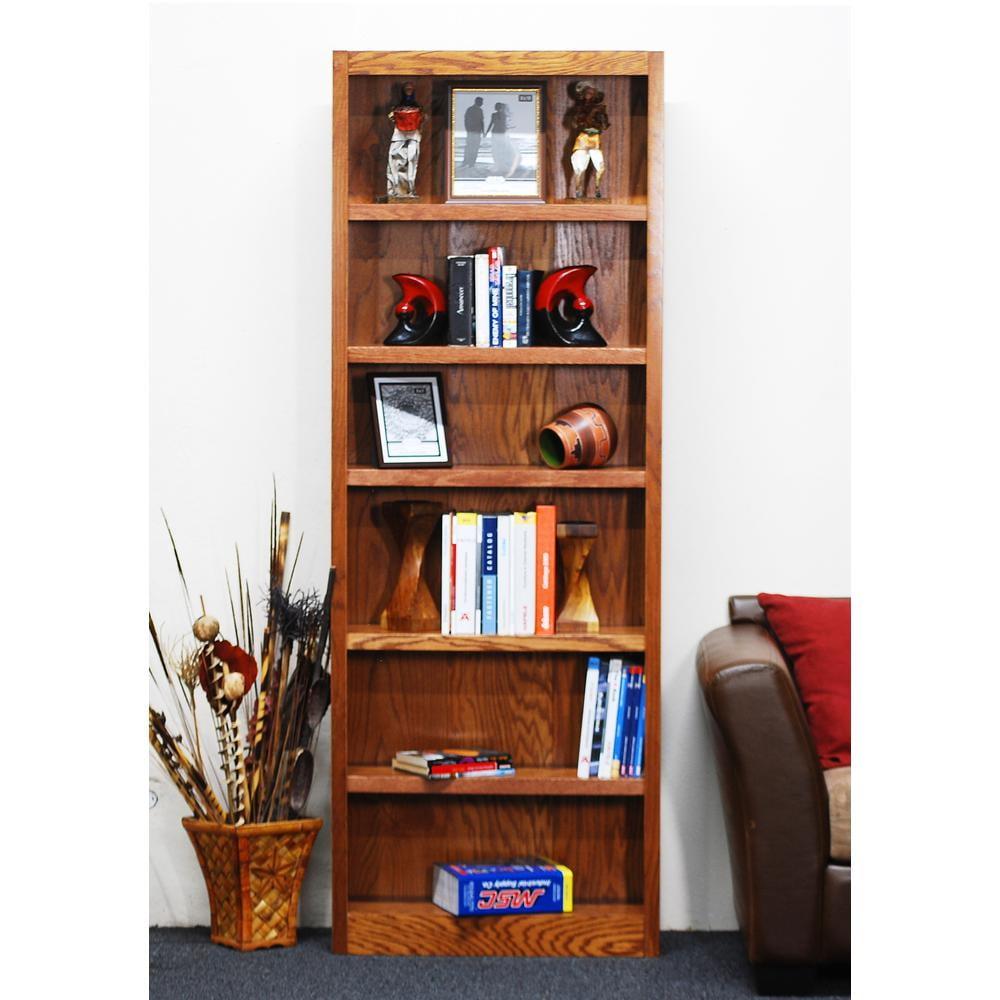 Concepts in Wood Traditional 84" Tall 6-Shelf Wood Bookcase in Dry Oak