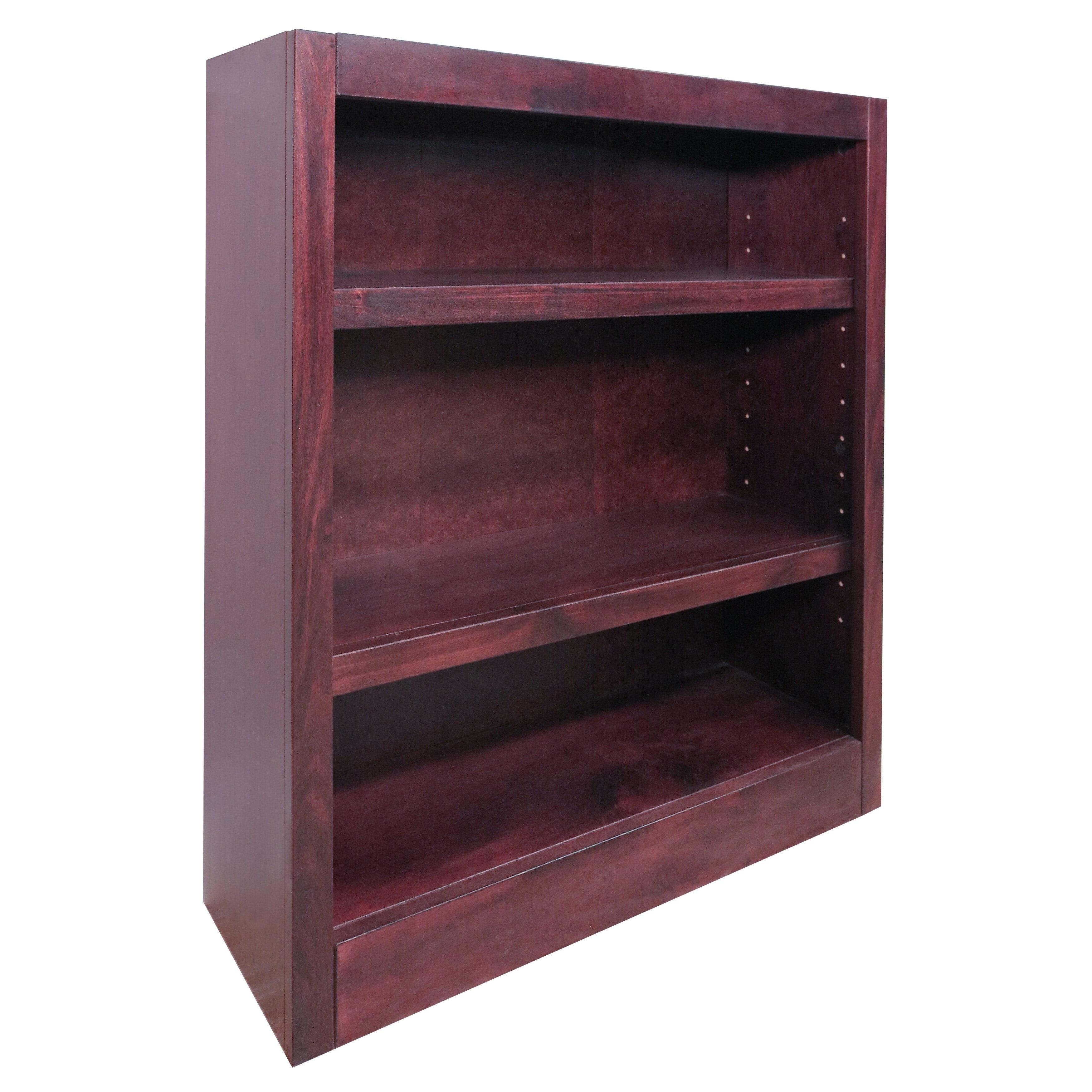 Espresso Finish Adjustable Wood Bookcase with 3 Shelves