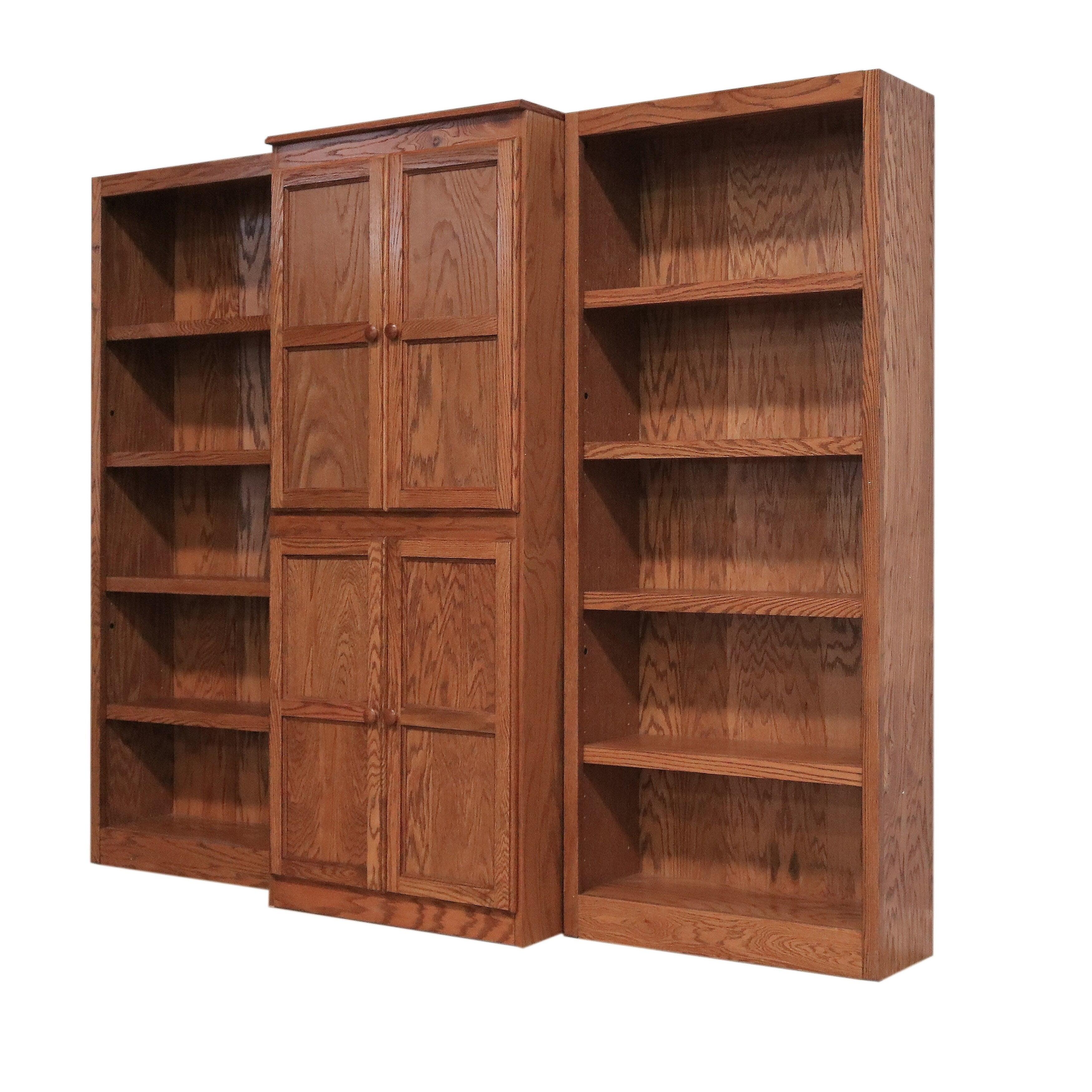 Elegant Oak Finish 15-Shelf Wood Storage & Display Wall Unit