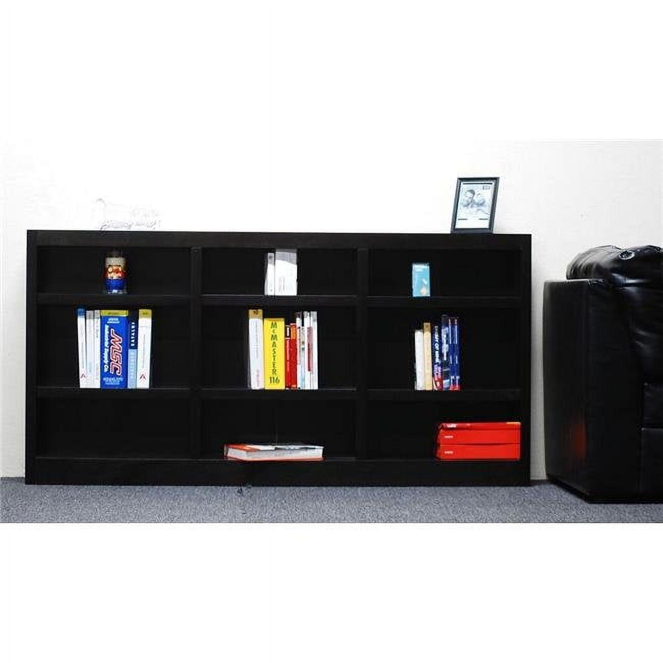 Espresso Wood Adjustable Wall Storage Bookcase 72" x 36"