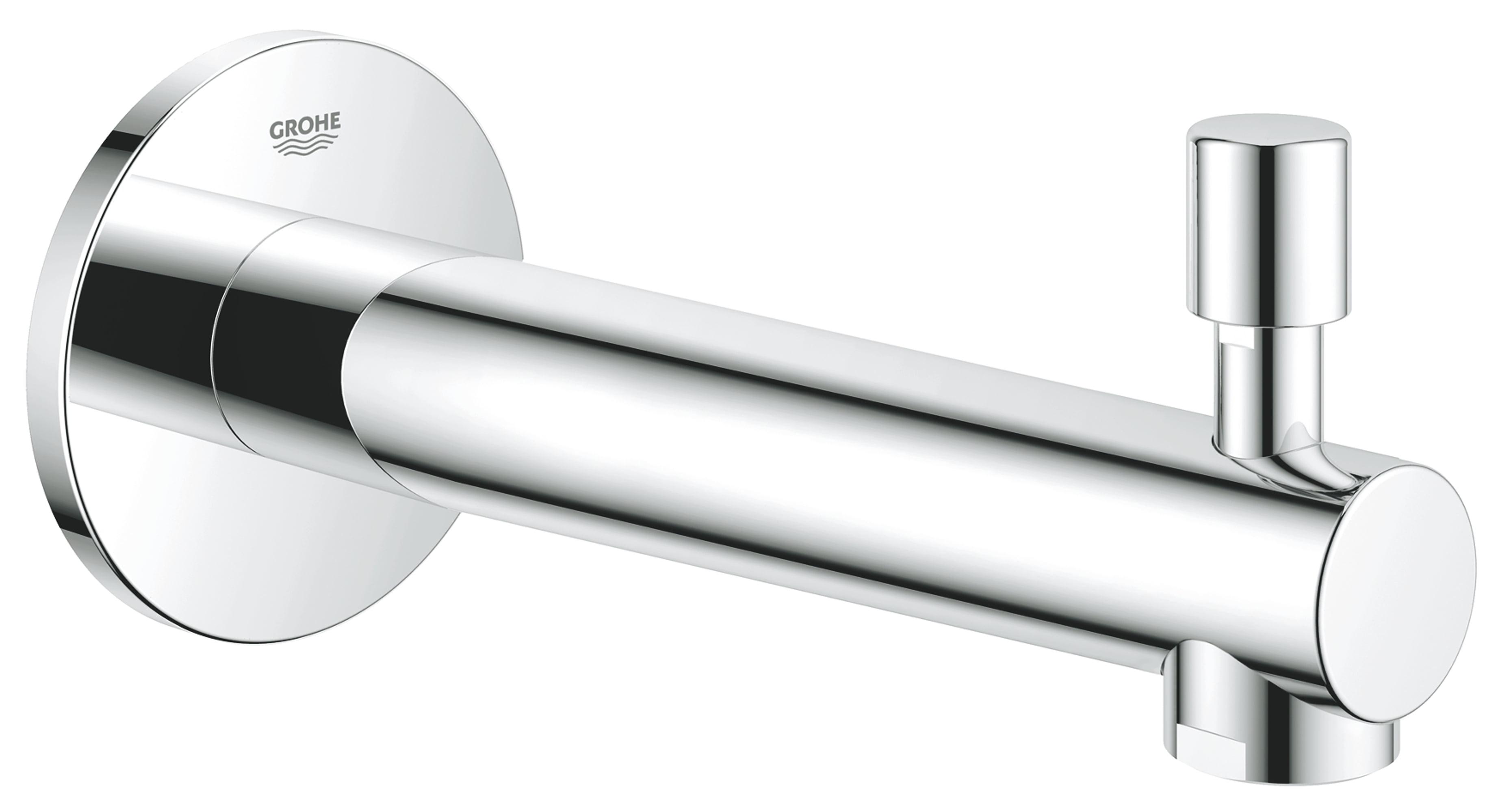 Contemporary Chrome Wall-Mounted Tub Spout with Diverter