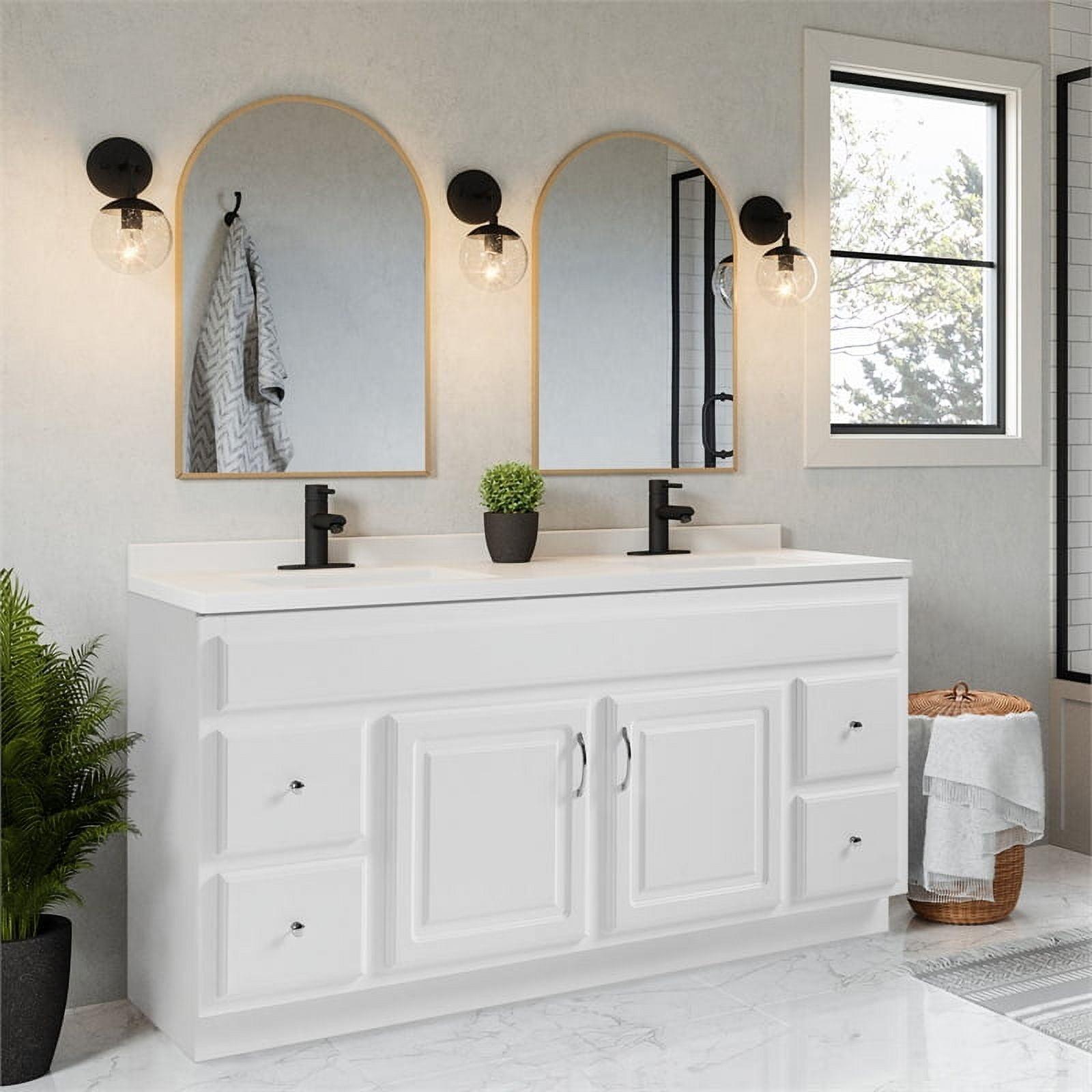 Concord 60 Inch Bathroom Vanity Cabinet, Solid Wood, Fully Assembled, White