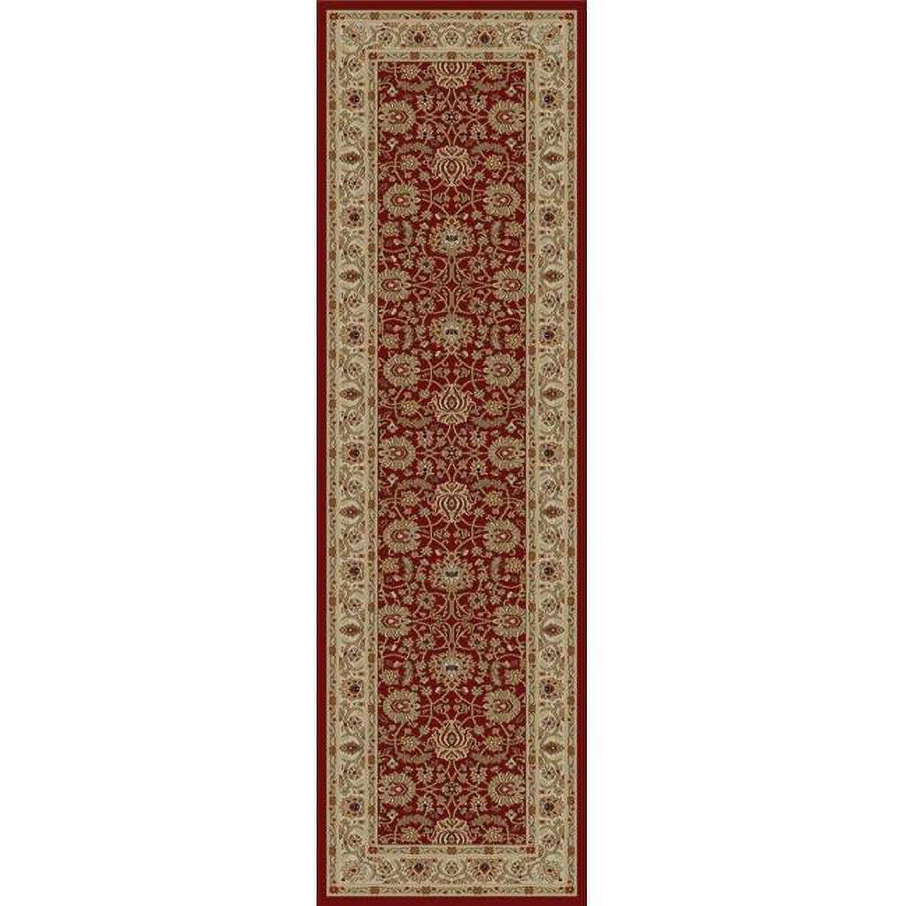 Red Traditional Synthetic Runner Rug - 2'2" x 7'3"