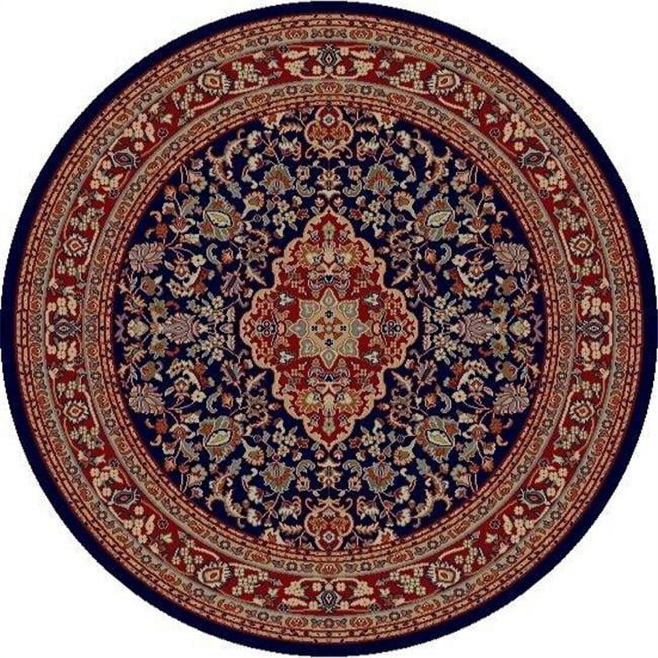 Navy and Red Traditional Synthetic Medium Pile Area Rug