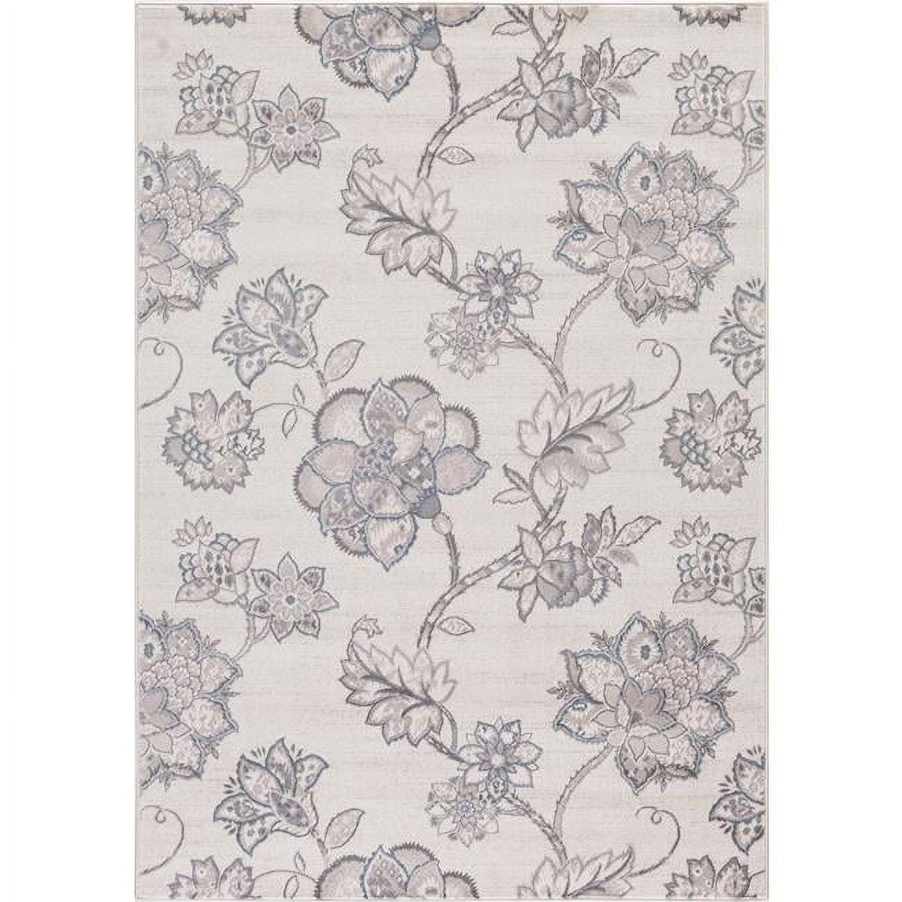 Ivory Floral Harmony Tufted Synthetic 5'3" x 7'7" Area Rug