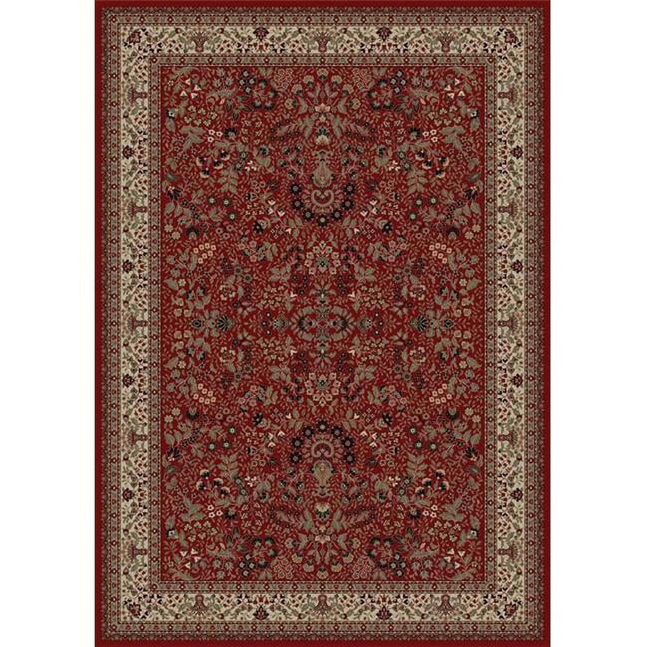 Red Medium Pile Synthetic Oriental Area Rug