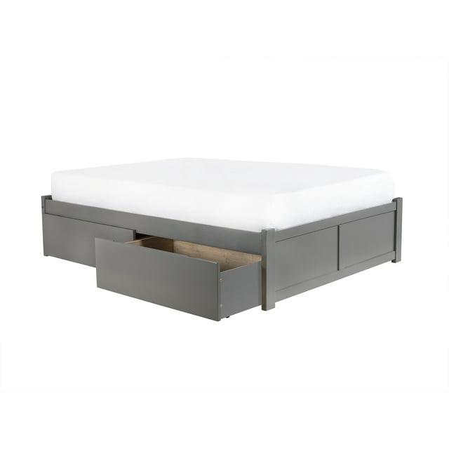 Concord Platform Bed with Flat Panel Foot Board and 2 Urban Bed Drawers, Multiple Colors, Multiple Sizes