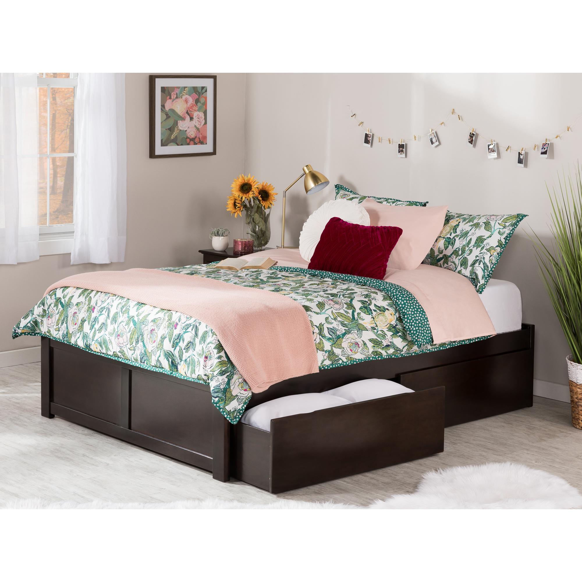 Espresso Queen Rubberwood Storage Platform Bed with Drawers