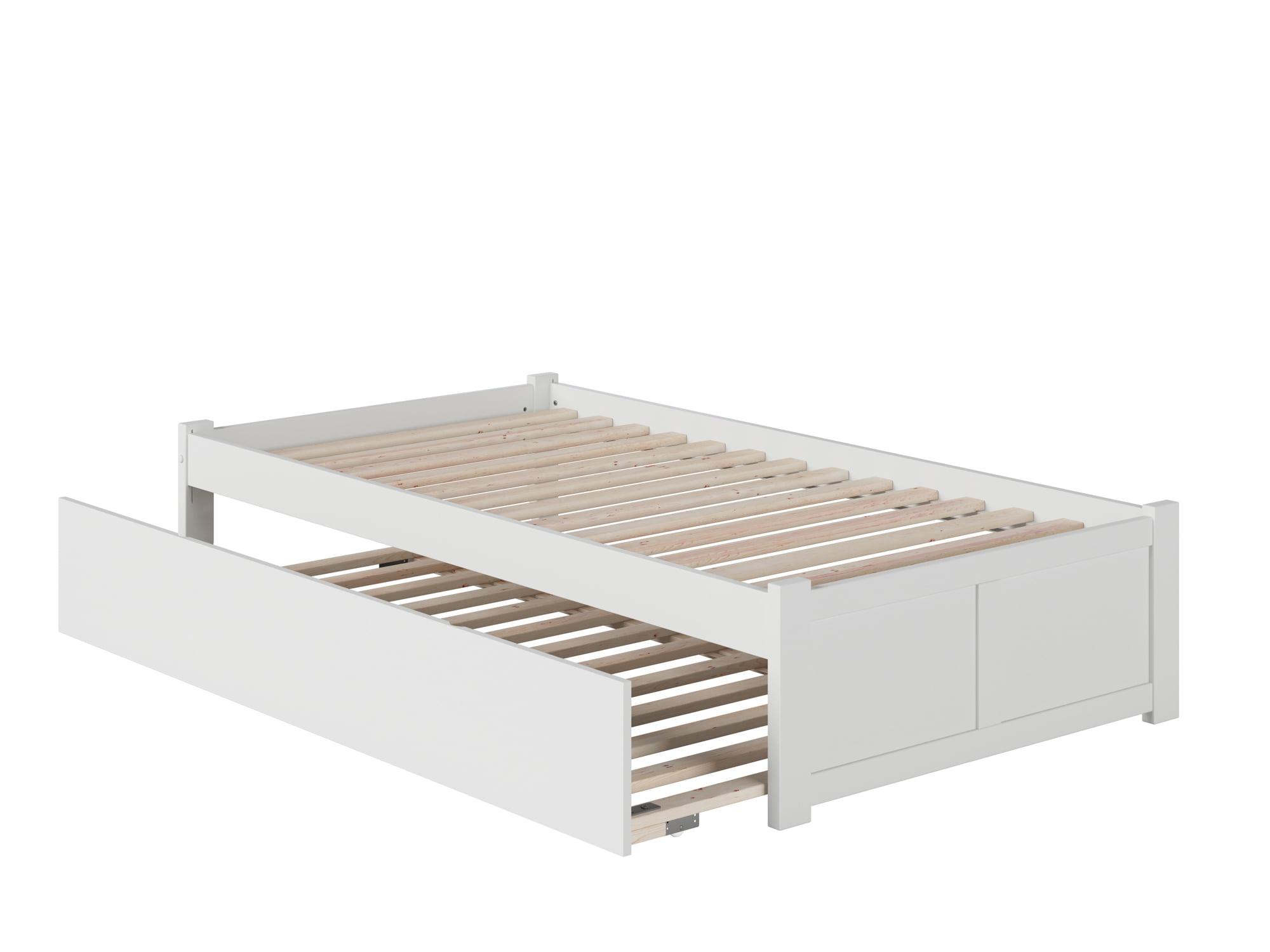 Concord Traditional Twin Platform Bed with Trundle in Light Stained Rubberwood