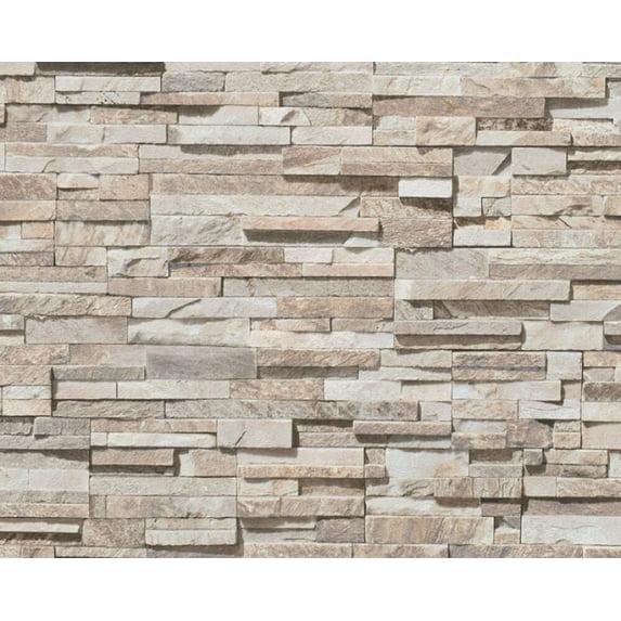 Concord Wallcoverings Modern Textured Wallpaper Deco/Motive, Stone, Vinyl Accent Wall, Beige, Black, Brown, Cream, Grey, 21 in x 33 Ft (57 sq. ft), 388161