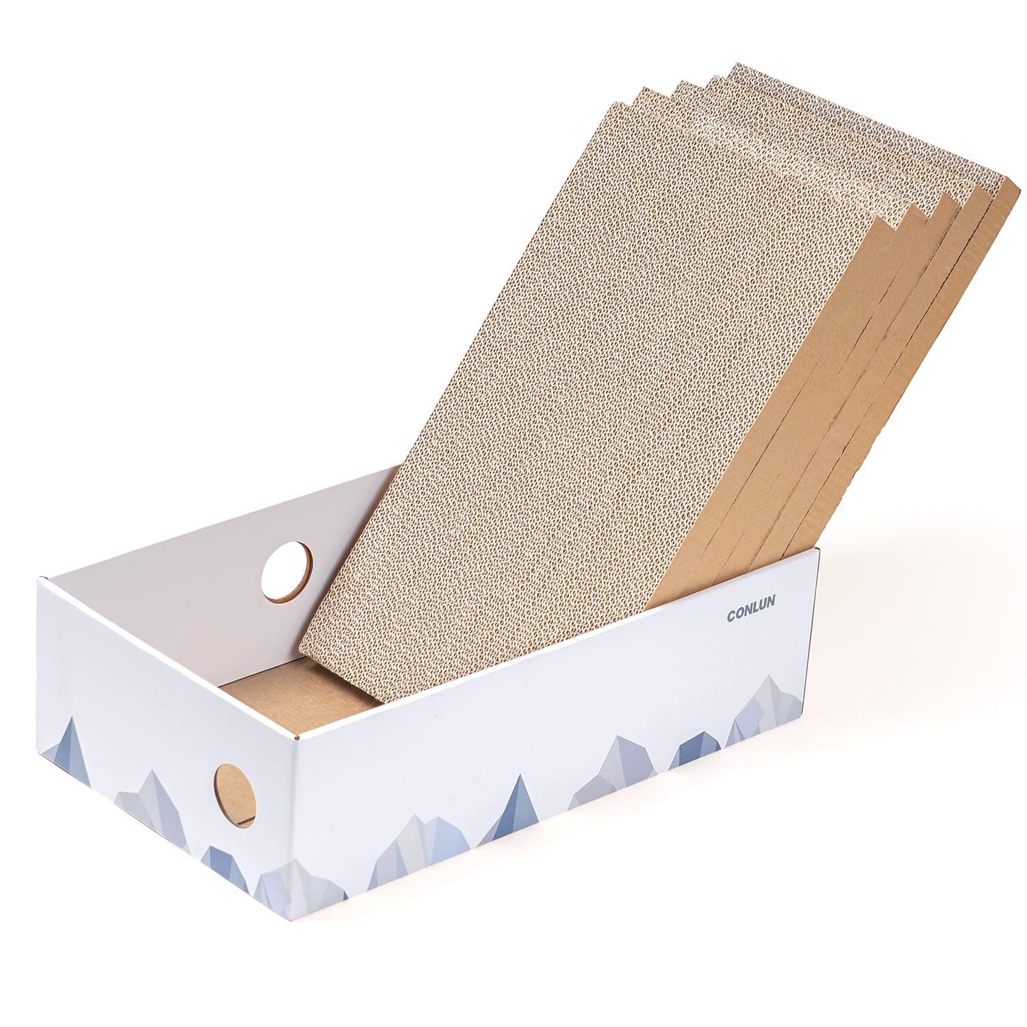 Conlun Cat Scratcher Cardboards with Box, 5-Pack Replacement Reversible Cat Scratcher Pad, Large