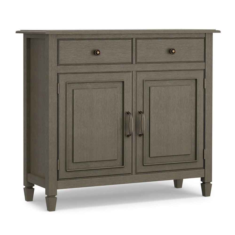 Simpli Home Connaught 40"W Solid Wood 2-Shelf Entryway Storage Cabinet with 2 Storage Drawers