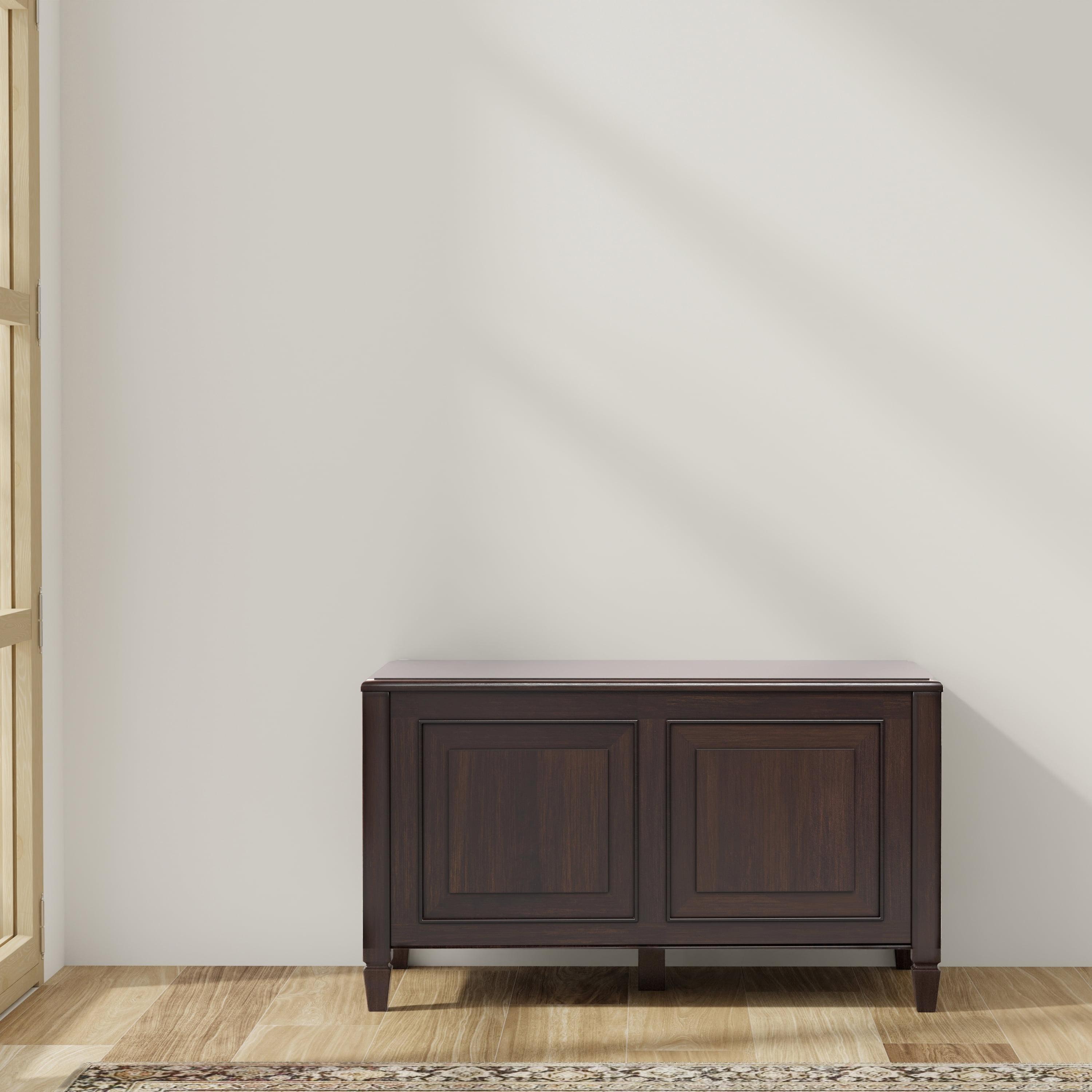 Simpli Home Connaught 36"W Solid Wood Small Storage Bench Trunk with Lift-Top Lid and Dual Storage Compartments