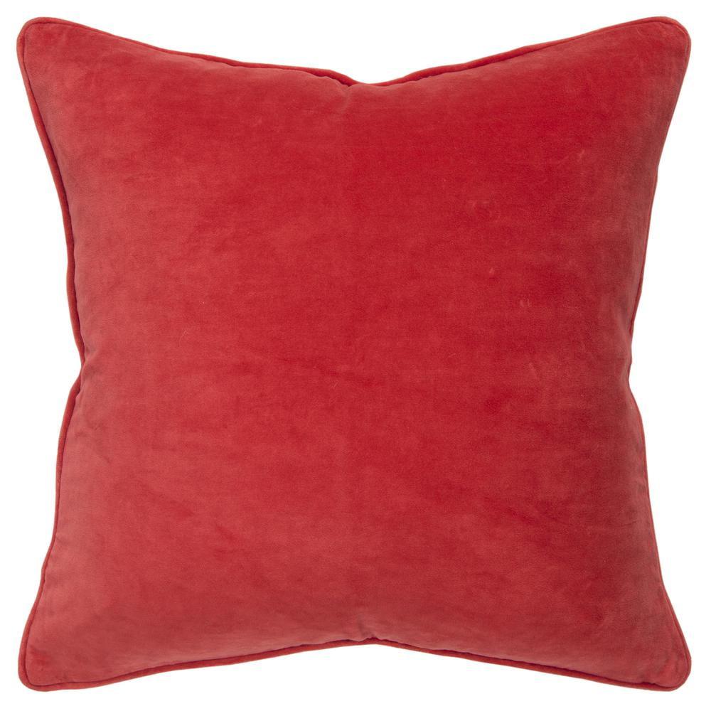 Dark Coral 20" x 20" Cotton Velvet Down Filled Pillow