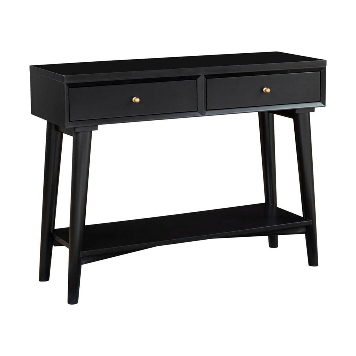 Charismatic Black Mahogany Console Table with Mirrored Storage
